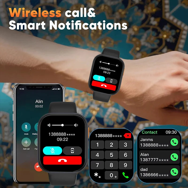 2025 New Military Grade Smartwatch Men 2.04" HD Screen Waterproof Sports Fitness Tracker Bluetooth call Smartwatch birthday gift