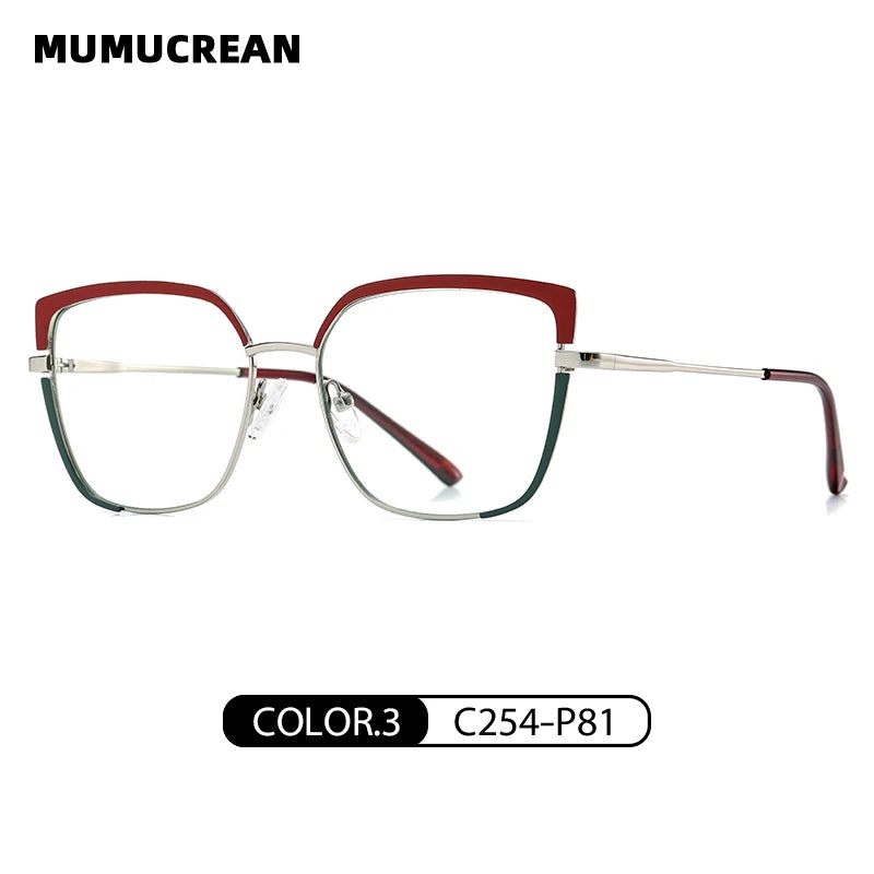 Fashionable anti-blue light glasses for women with a spring-legged metal frame in two colors; suitable for myopia.