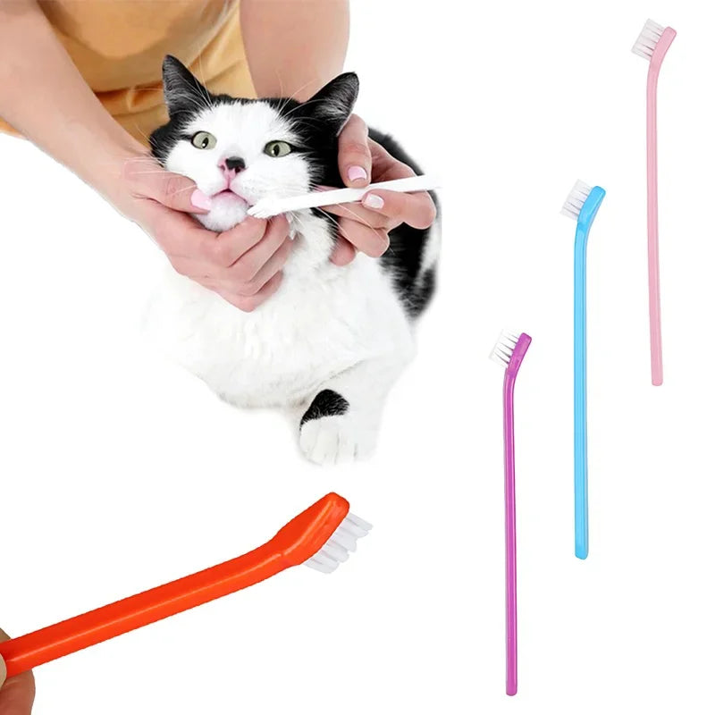 Pet Toothbrush Single Head for Cats Dogs Oral Care Teeth Cleaning Soft Bristles Pet Grooming Tool for Puppy Kitten Pet Supplies