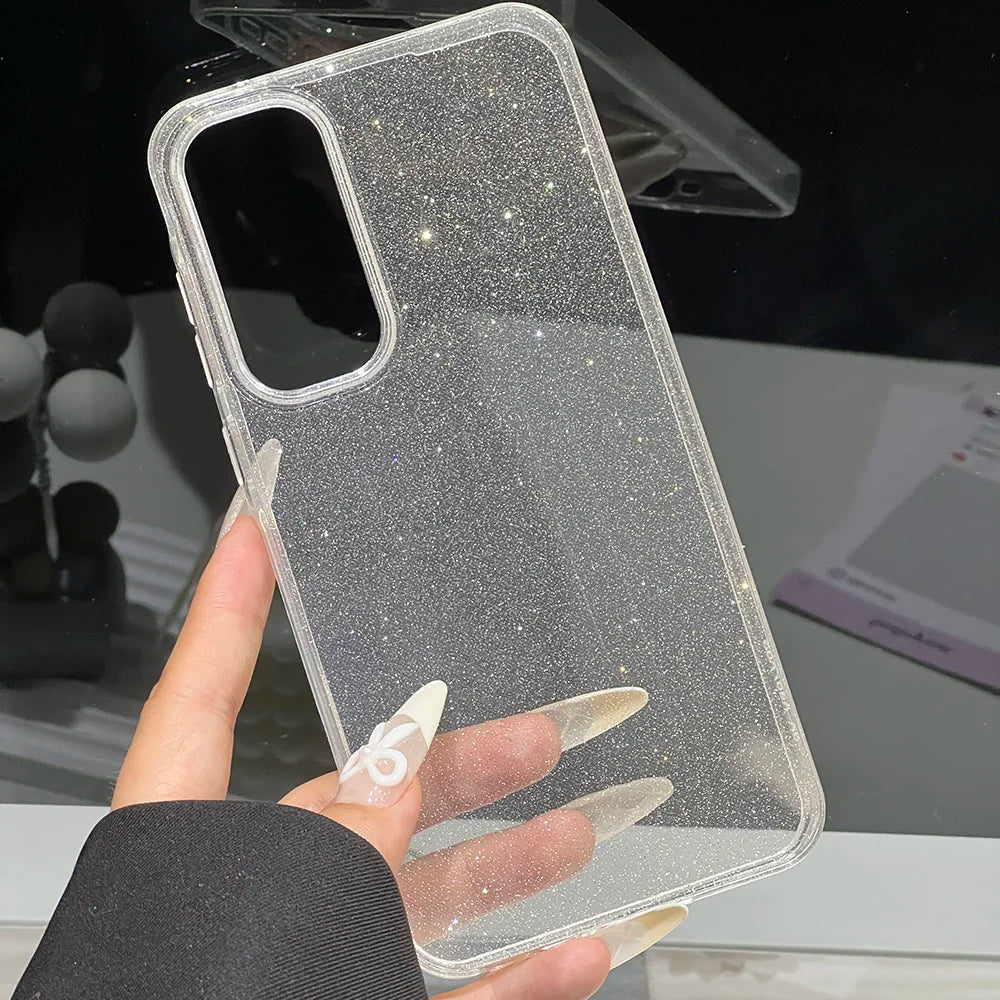 Luxury Bling Glitter Clear Case For A55 5G A56 A36 A54 A15 A16 A24 A25 A12 A05 A06 A05s Shockproof Transparent TPU Cover Funda