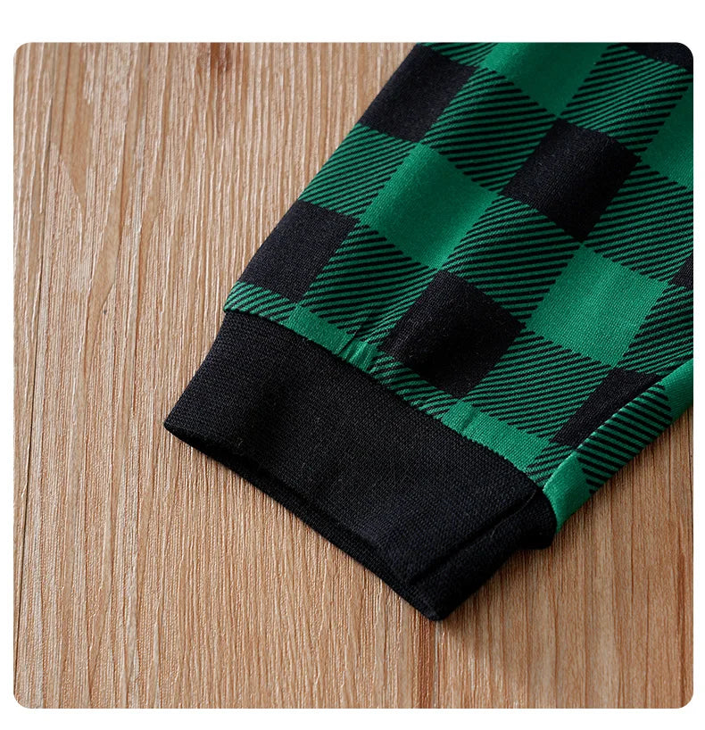 Christmas Newborn Baby sets 2pcs Autumn Green checkered print Gentleman's bow tie long-sleeved Unisex Fashion Baby clothes