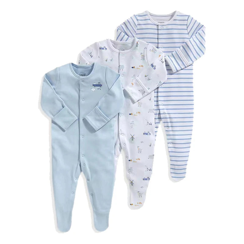 3Pcs Brand Newborn Baby Clothes Set Infant Boys Girls Romper Cotton Long Sleeve Pajamas Jumpsuit Toddler Outfits