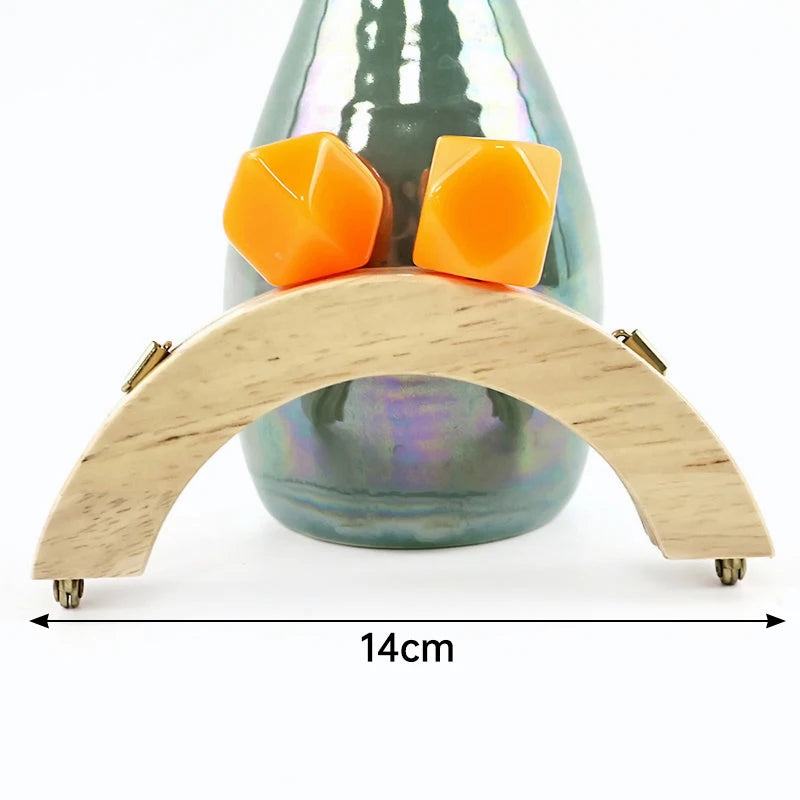 1Pc 14cm Mini Wooden Bag Handle Colored Beads Purse Frame Kiss Clasp Wallet Clourse Clip DIY Handmade Bracket Bags Accessories