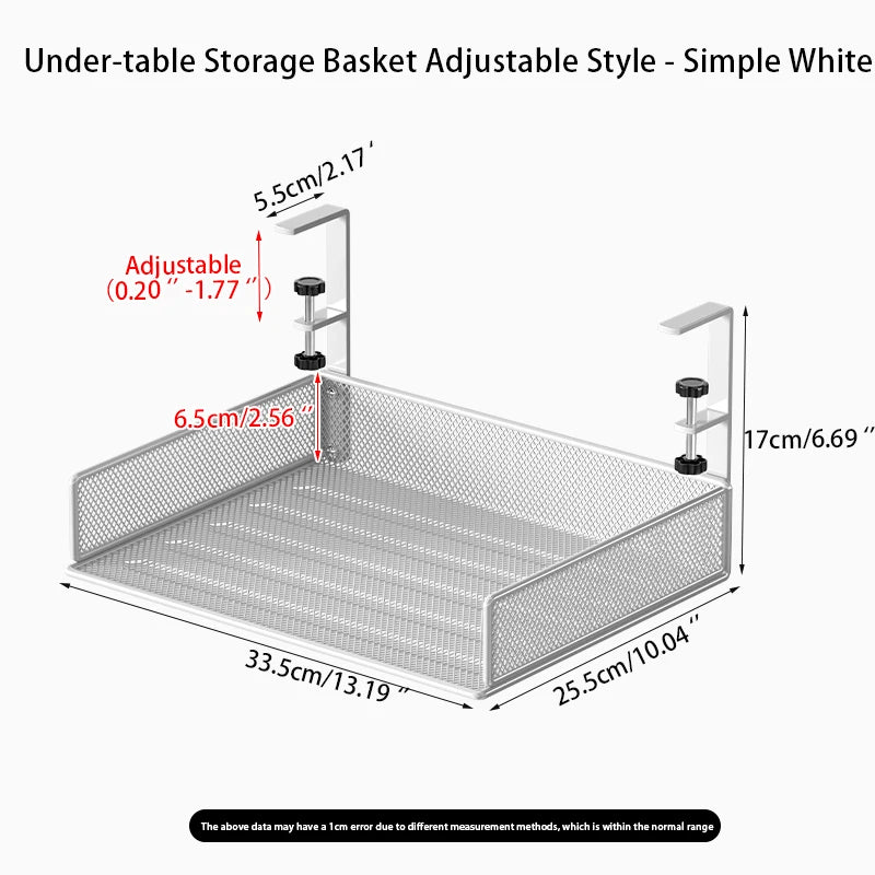 Under Desk Drawer Organizer Clamp-On, Mesh Metal Attachment, On or Under Desk Organizer for Office Supplies