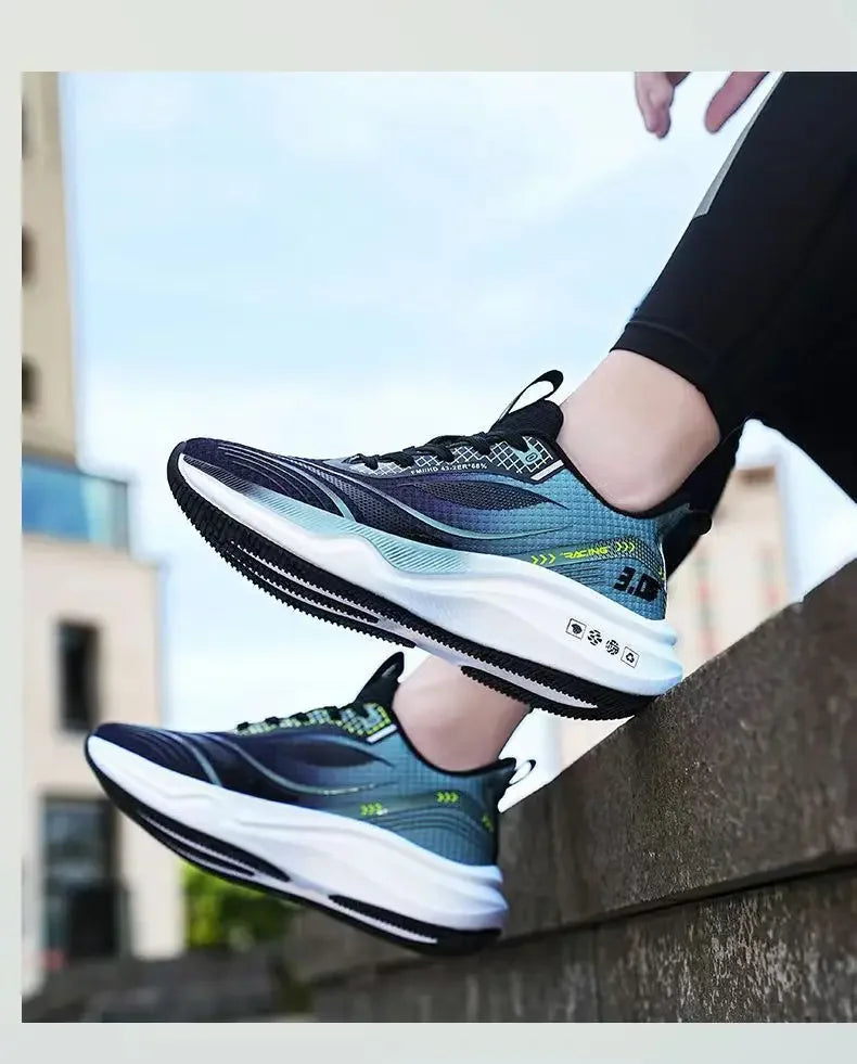 Ice Silk Mesh Sports Shoes Running Shoes Thick Bottom Soft Bottom Breathable Trendy Casual Men's Shoes Comfortable EVA Insole