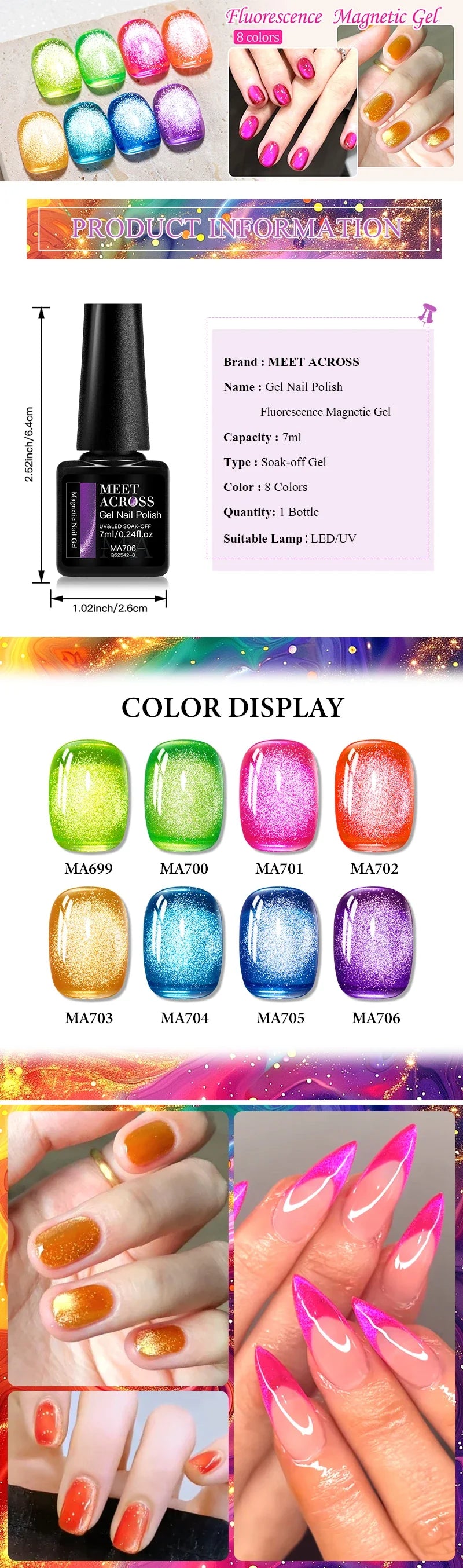 12Pcs/Set Fluorescent Cat Magnetic Nail Gel Polish Guava Green Neon Color With Magnetic Stick Semi-Permanent UV Gel Nail Art Kit
