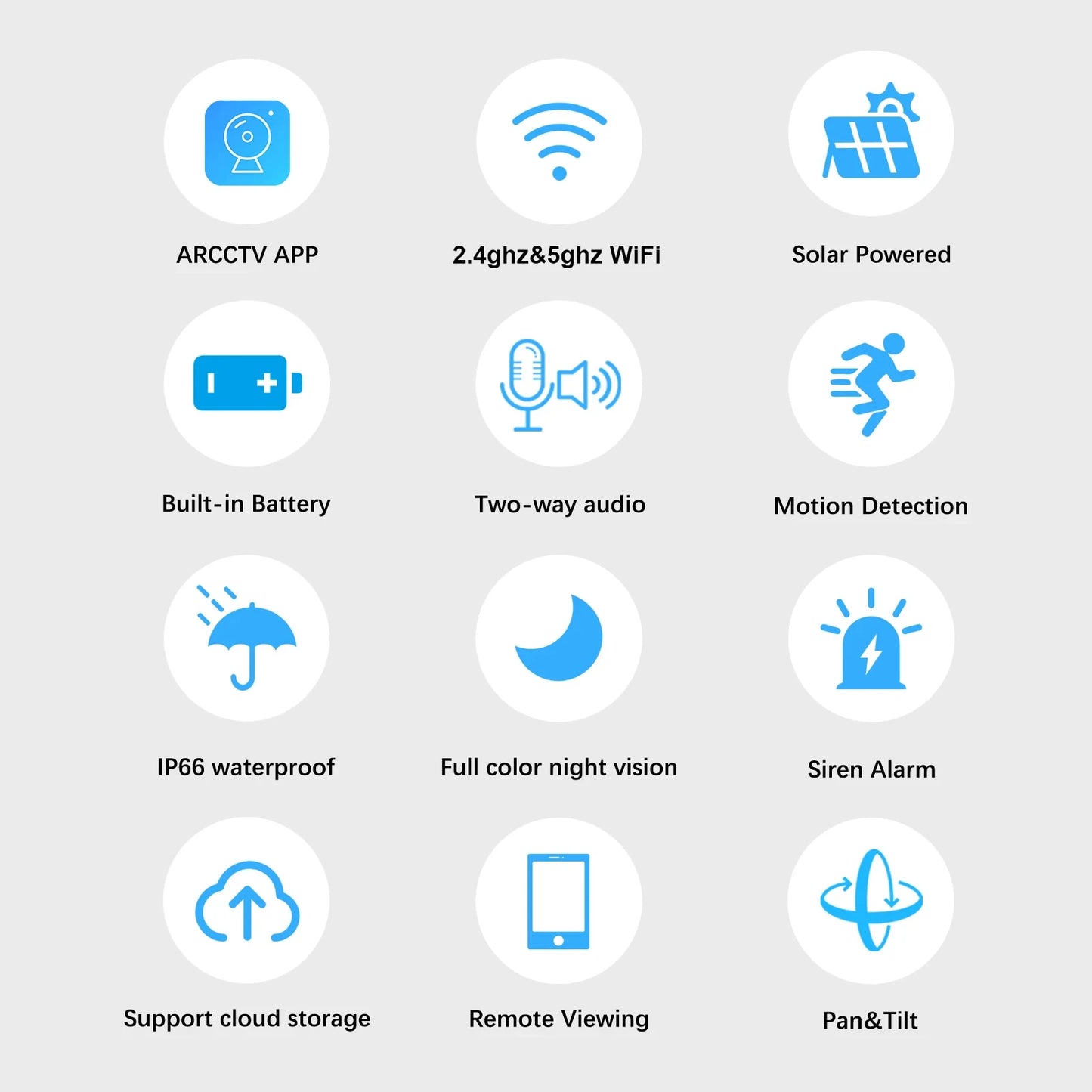 ARCCTV 2K Solar Wifi Camera Color Night Vision Security Surveillance Camera Outdoor Wireless Motion Detection HD Two Way Audio