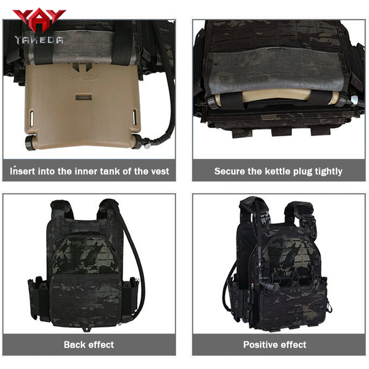 YAKEDA Hunting Vest 1.75L Integrated Water Bag Insert Board with Water Delivery Hose Made of Hard and Lightweight Material