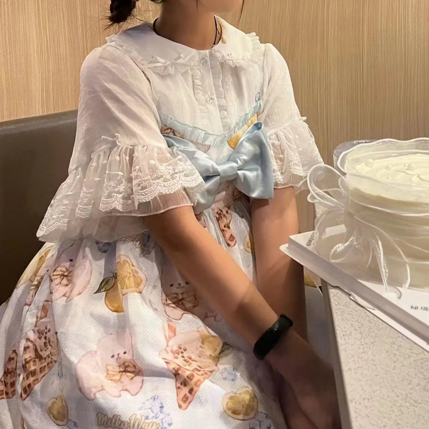 Spring Blouse Women Japanese Kawaii Cute Lace Patchwork Peter Pan Collar Shirt Vintage Sweet Embroidery Top Blusas