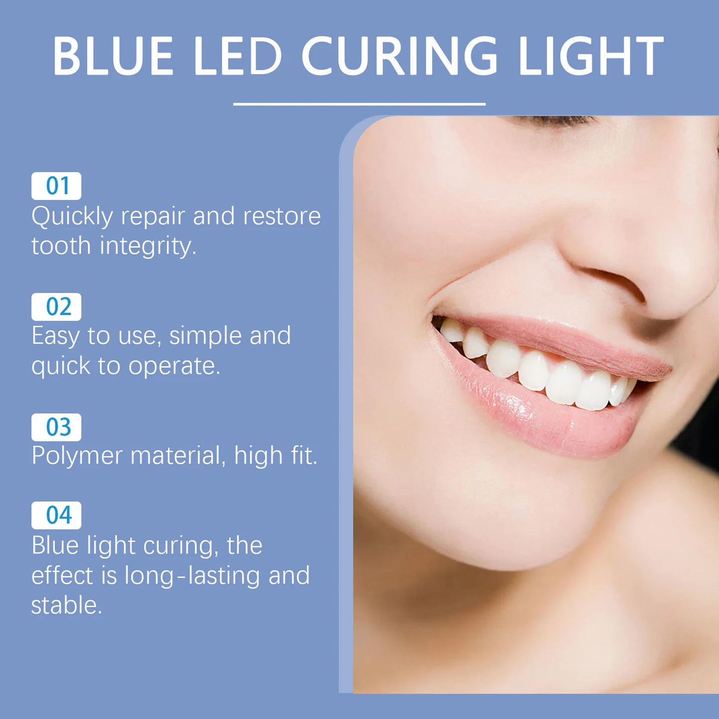 Teeth Whitening Kit Portable Teeth Cleansing Device Mild Tooth Filling Home Convenient Blue LED Curing Light Dental Repair Kit