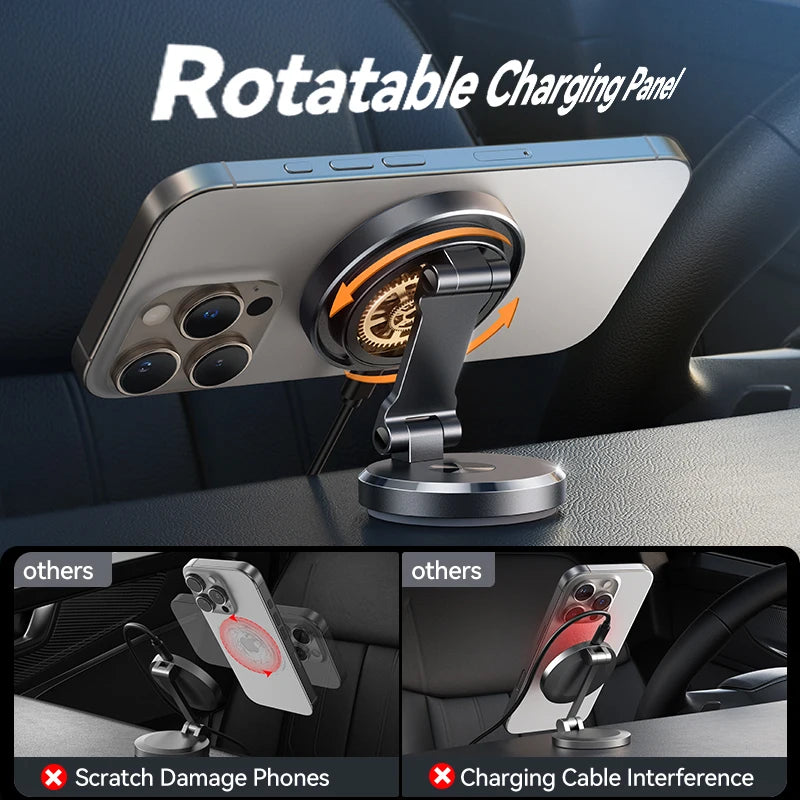 Joyroom Car Phone Holder Charger with Rotatable Charging Panel 15W Wireless Fast Charging Magnetic Phone Holder For iPhone 16-12