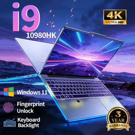 Windows 11 Pro Laptops  Intel Core i9-10980hk 16GB RAM 1TB SSD 15.6" Office Gamer  Study notebook Computer PC
