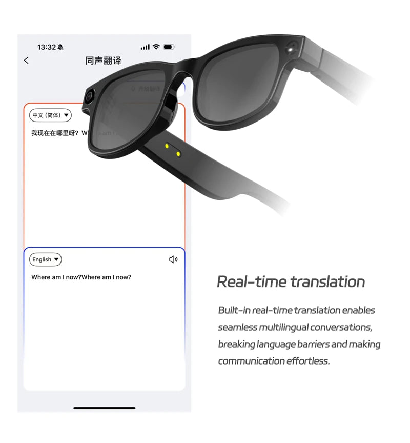 JRF 4K Smart AI Glasses 800W Pixel AI Shooting Camera HDPhoto Video Voice Call Music Translation Waterproof Bluetooth AI Glasses