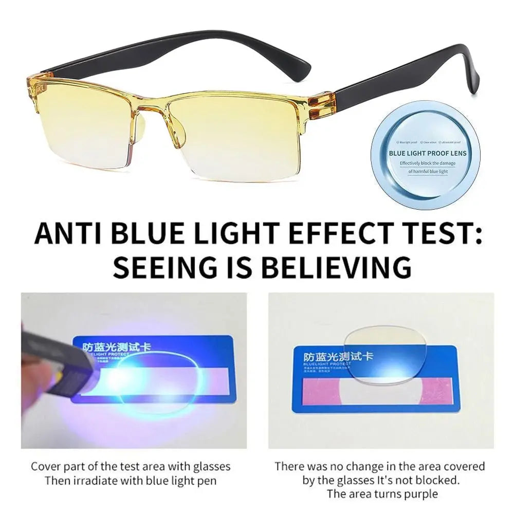 Smart Automatic Zoom Eyeglasses Anti-Blue Light Reading Glasses Men Women Square Frameless Optical Spectacle Computer Eyewear