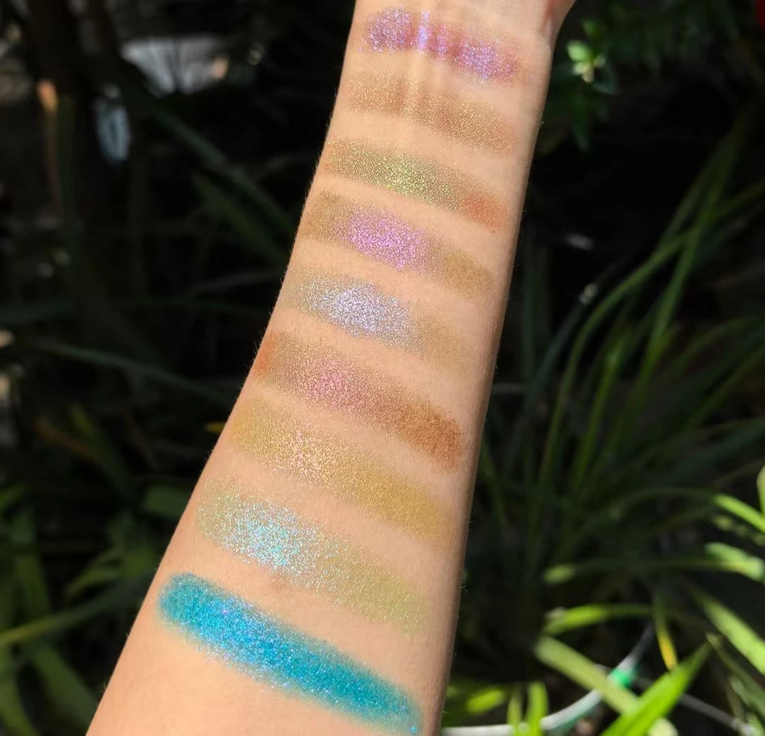 Sheeneffect 9 Colors Eyeshadow Palette Powder Glitter Shimmer Chameleon Blendable Fine Flash Easy to Wear Eye Makeup