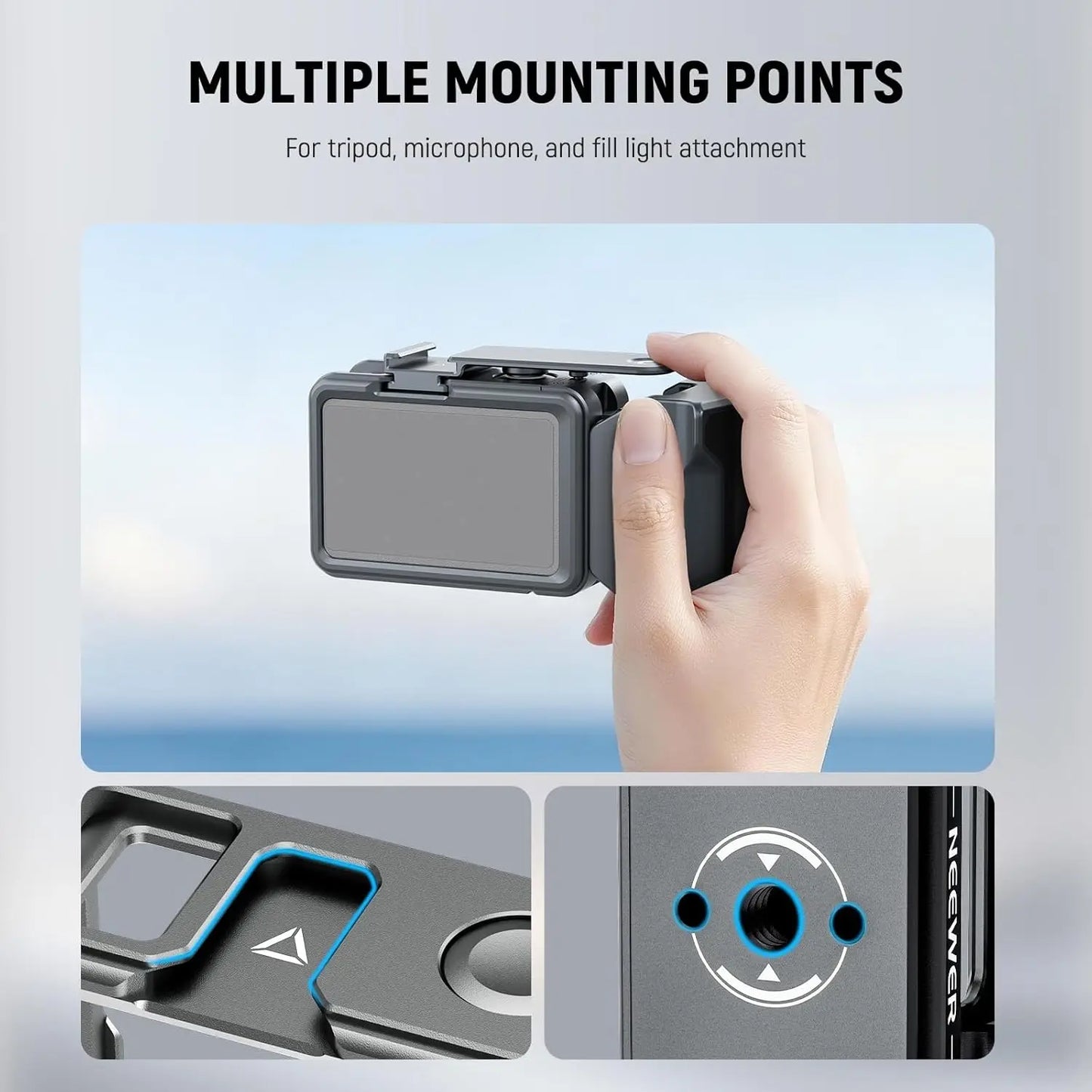 NEEWER Cage and Side Handle Kit Vlogging Protective Metal Video Rig with Magnetic Adapter Mount for DJI Osmo Action 5 Pro / 4/3