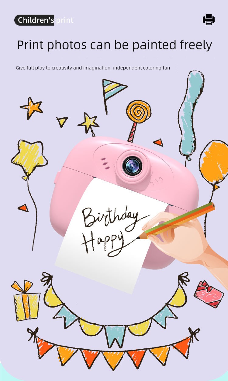 Children's Camera Toy Gift for Boys and Girls, Can Take Pictures and Print, Baby Digital Instant Camera, 2025 Student Model