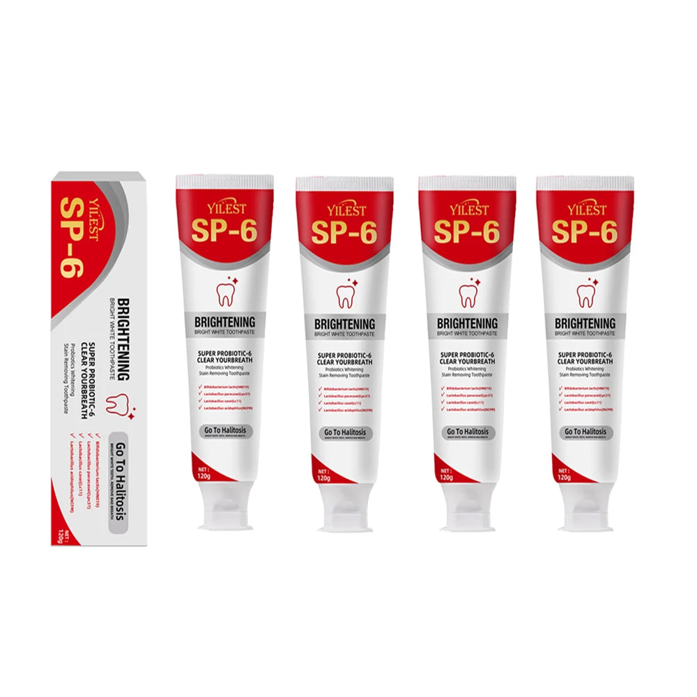 SP-6 Probiotic Toothpaste Whitening Toothpaste Remove Plaque Prevent Dental Caries Oral Hygiene Clean Fresh Breath Gum Care 120g