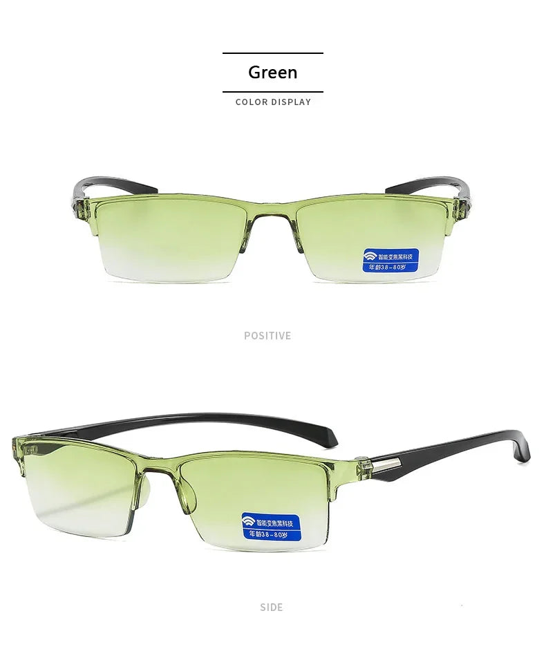 New Anti Blue Ray Reading Glasses Smart Automatic Zoom Reading Glasses Autofocus Power +1.0(100) ~ +7.0(700) Half-Rim Unisex