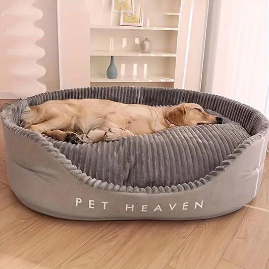 A super sized pet bed that is soft, dirt resistant, non slip, comfortable, suitable for living rooms, outdoor places, and suitab