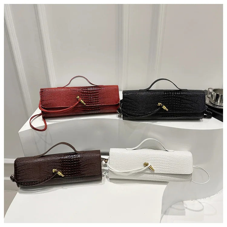 Luxury Design Top-Handle Bag For Women Evening Handbag Long Purse, Crocodile Pattern Crossbody Shoulder Bags Fashionable Outfits