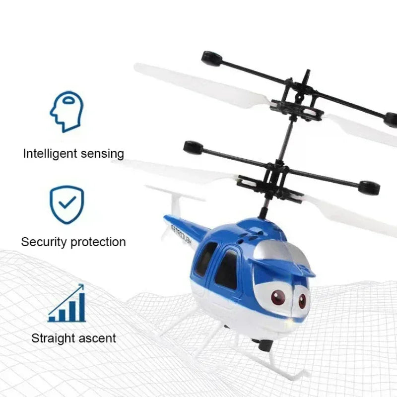Mini Electric Airplane Toy for Kids with Remote Control Infrared Sensor Hand Induction Helicopter Flying Drone Toy
