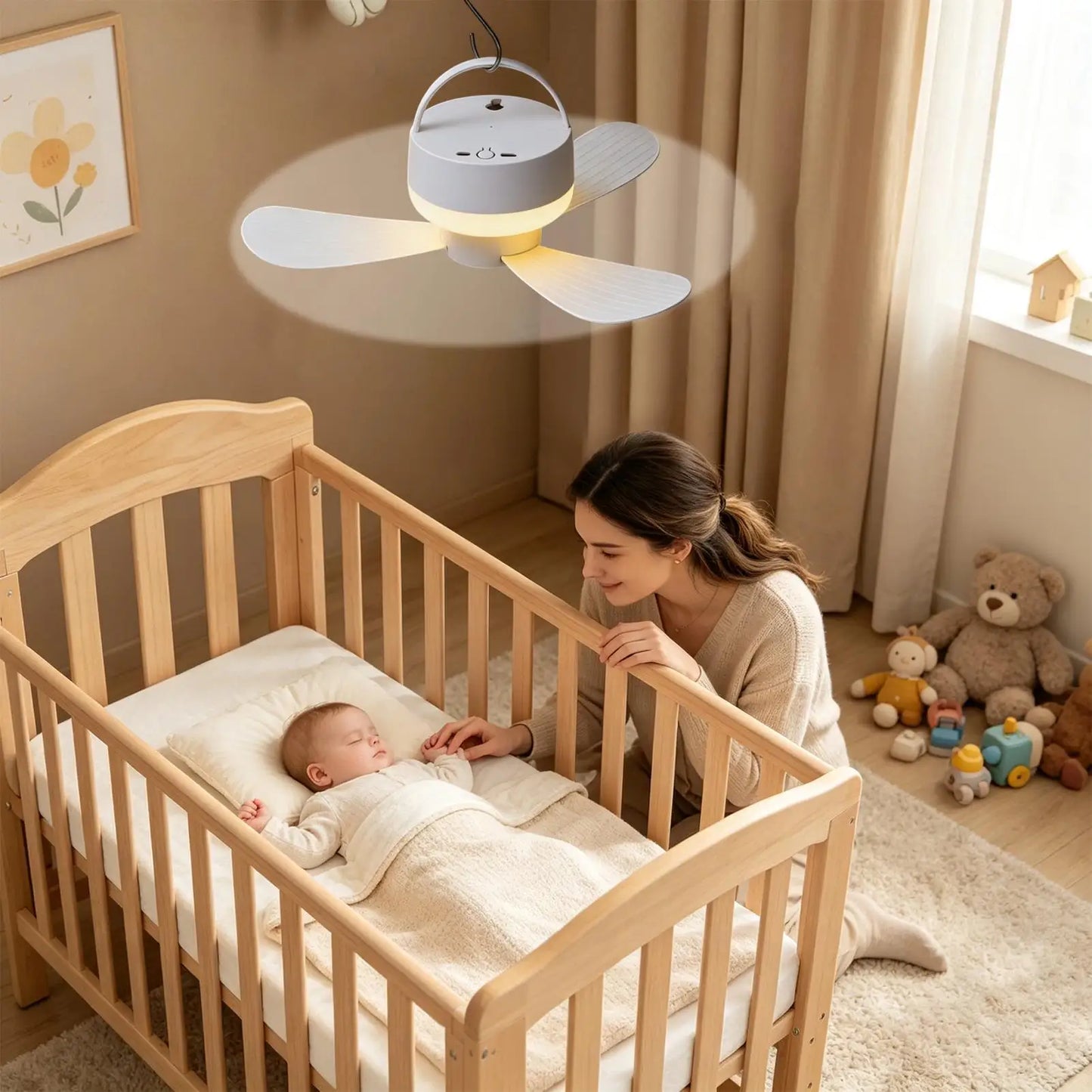 Ceiling Fan With LED Light and Remote Control USB Charging Household Outdoor Camping Tent Student Dormitory Bed Small Fan