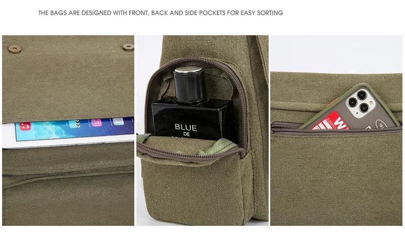 Vintage Women's Shoulder Bag Canvas Lotus Print Large Capacity Crossbody Bag for Travel Messenger Bag