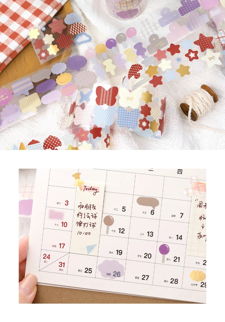 40mm * 300cm Kawaii Ins Basic Geometric Pattern Die Cutting Stickers Creative Handbook Decoration DIY Diary Scrapbook Supplies