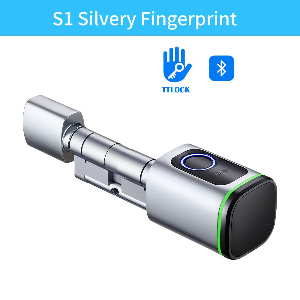 TTLOCK App Electronic Digital Smart Cylinder With Fingerprint or Password Bluetooth 13.56mhz Rfid Card Mechanical Key Euro lock
