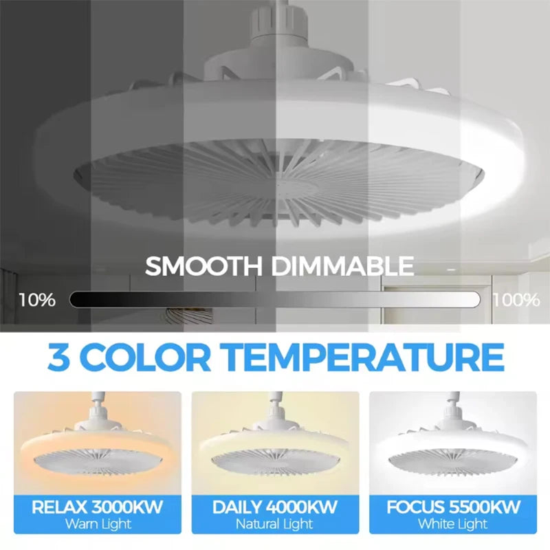 Modern 25cm Ceiling Fans With LED Lights Silent E27 Smart Bedroom Kitchen Electric Fan Lamps Room Decor AC95-260V