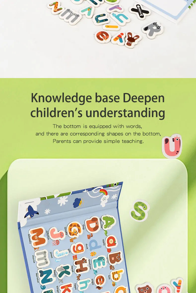 Montessori Busy Quiet Book English Magnetic Letters Card Pairing Exercise Puzzle Spell Games Educational Toys For Children Gifts