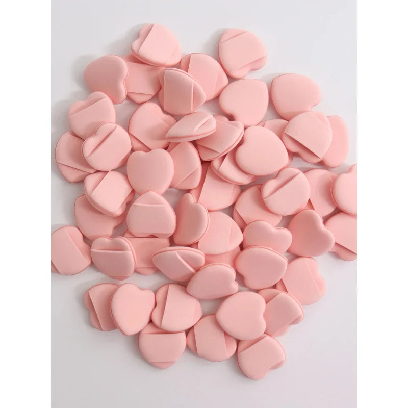 50-Pack Mini Fingertip Powder Puff Set (Pink) - Precision Foundation & Concealer Applicator Sponge Finger Pads