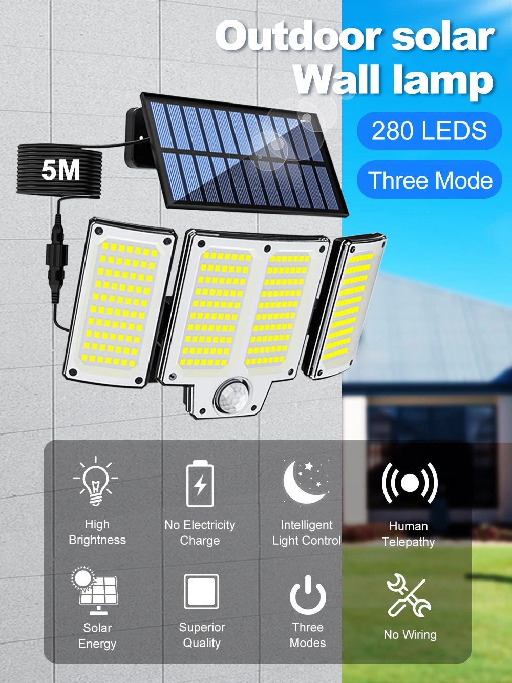 254/243LED Outdoor Solar Lights Garden Solar Powered Security Light Flood Light Motion Sensor 3 Mode Waterproof Garden Shed Yard