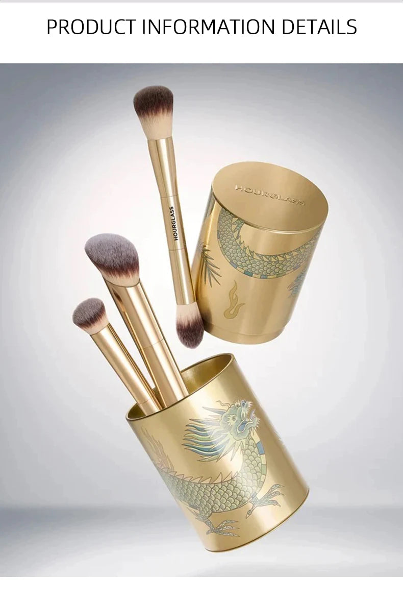 Hourglass Makeup Brush - 3piece Foundation Brush Loose Powder Brush Concealer Brush New Design + Brush Cartridge