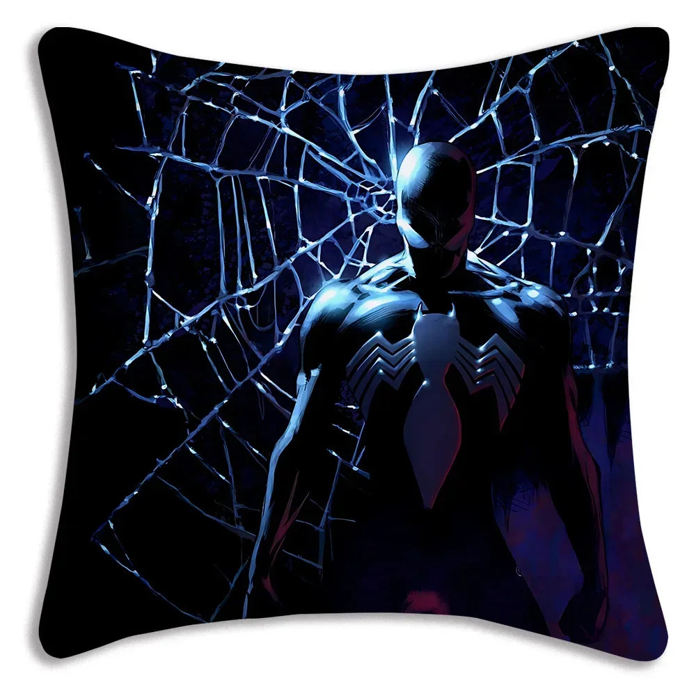 Black White Cool Pillow Covers Sofa Decorative Home HOT Marvels Spiders Man Double-sided Printing Short Plush Cute Cushion Cover