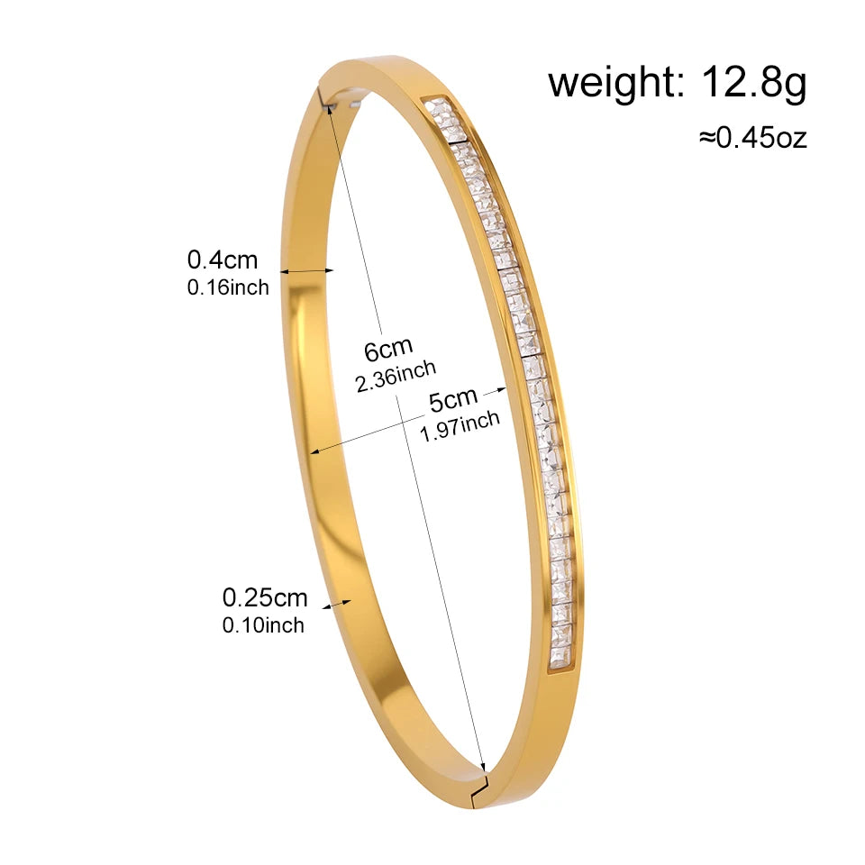 ZAKOL 6 Colors Colorful Geometric Zircon Inlaid Stainless Steel Bracelets for Women Men Versatile Fashion Bohemian Jewelry