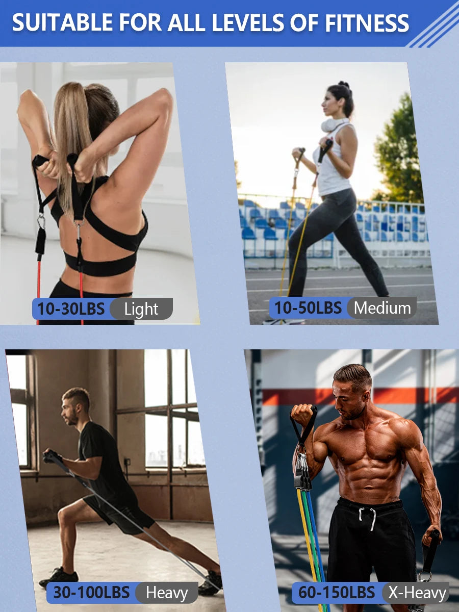 Resistance Band Set, Exercise Bands,Work Out Bands with Handles for Men and Women Fitness, Strength Training Home Gym Equipment