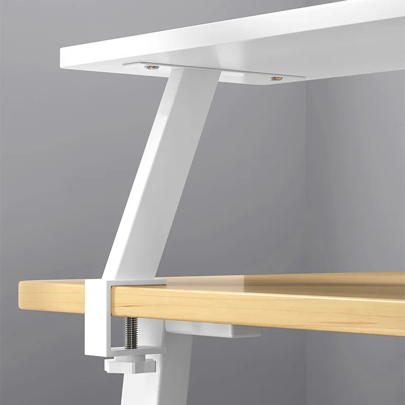 Versatile Desk Organizer with Metal U-Clamp - Sturdy Wooden Storage Rack for Office, Study & Reading