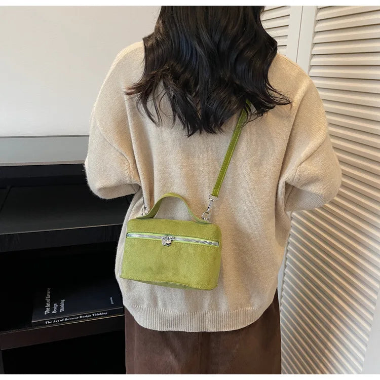 Luxury Suede Versatile Shoulder Bag  Purse Fall Winter Retro Matte Crossbody Handle Bag for Women Texture Simple Satchels Bag