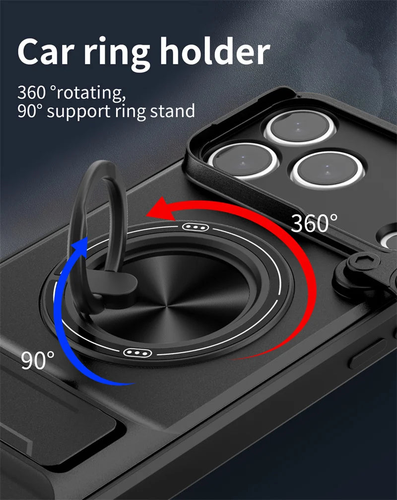 Armor Funda For iPhone 17 Pro Max Case Magnetic Ring Stand Lens Protect Coque For iPhone17 Pro 17Pro Max Wireless Charging Cover