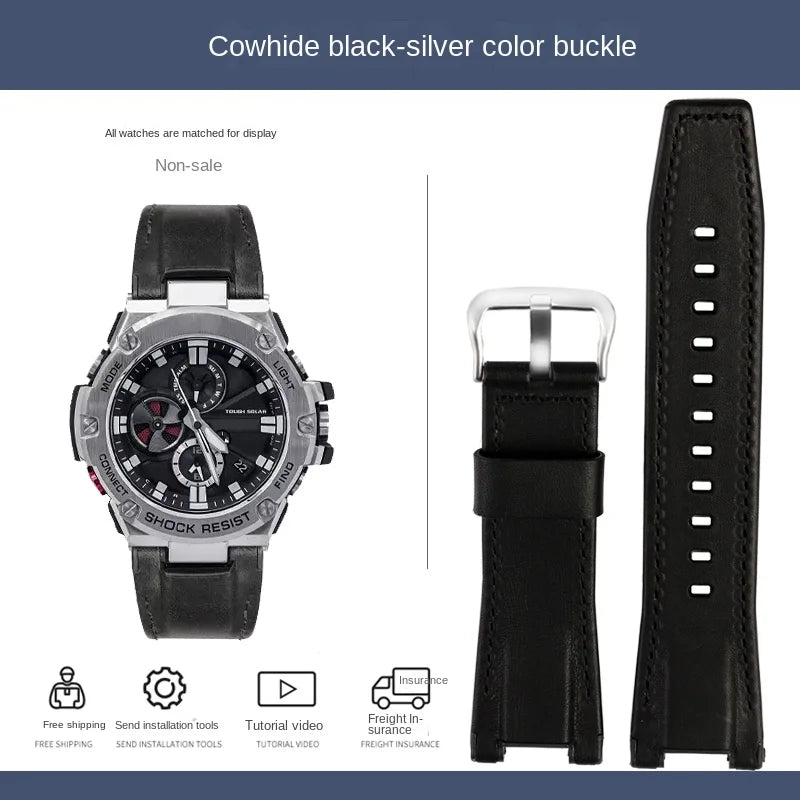 for Casio GST-S130/S110/S120/W130l/B100/W300 Strap Belt Genuine Leather Nylon Men's Watch Band Replacement bracelet Accessories