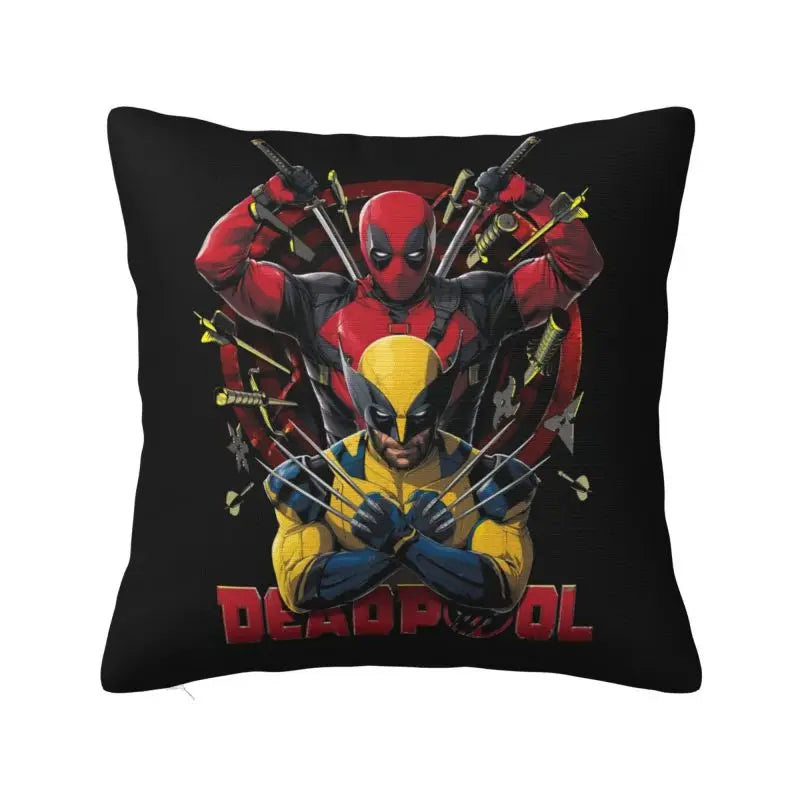 Custom Deadpool Wolverine Cartoon Manga Cushion Cover Soft Cute Pillows