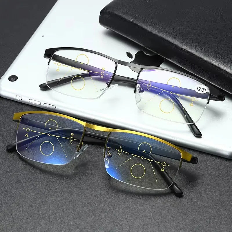 2026 Intelligent Zoom Progressive Multi-Functional Reading Glasses Women Men Multifocal Anti-Blue Light Hyperopia Eyeglasses