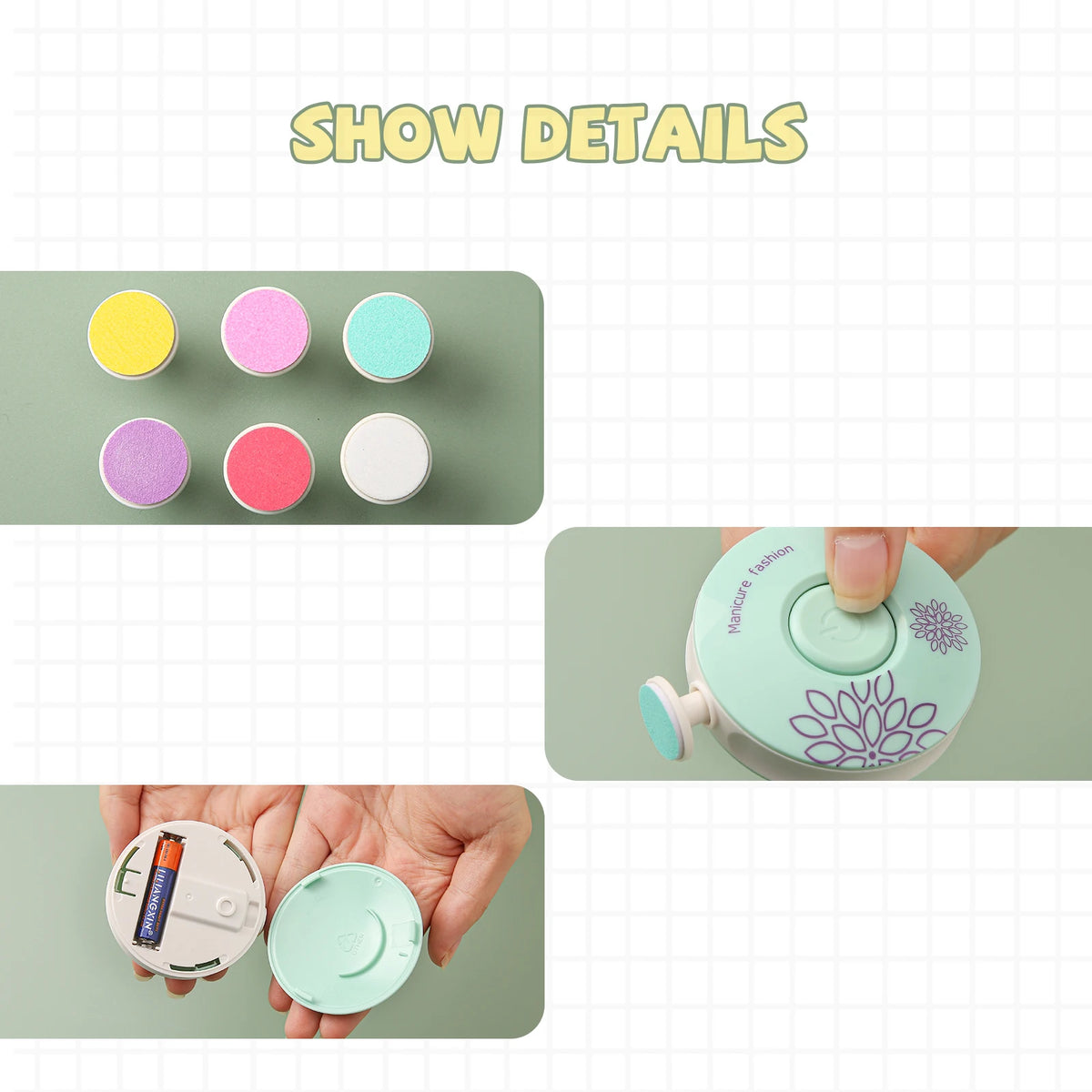 3Pcs/Set Newborn Manicure Accessories Grinding Head Baby Adult Use Baby Electric Nail Trimmer Applicable Variety Nail Sharpeners