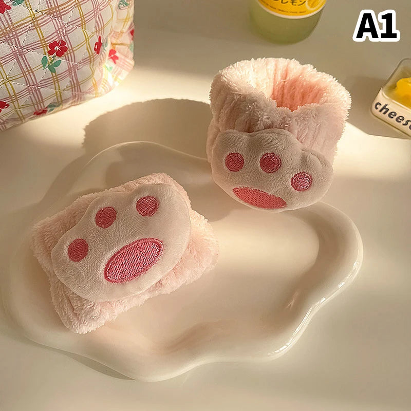 〔KaKa〕Cute Face Wash Hair Band Wrist Band Hand Wash Moisture-proof Sleeves Warm Wrist Guard Rinse Water Absorbent And Waterproof