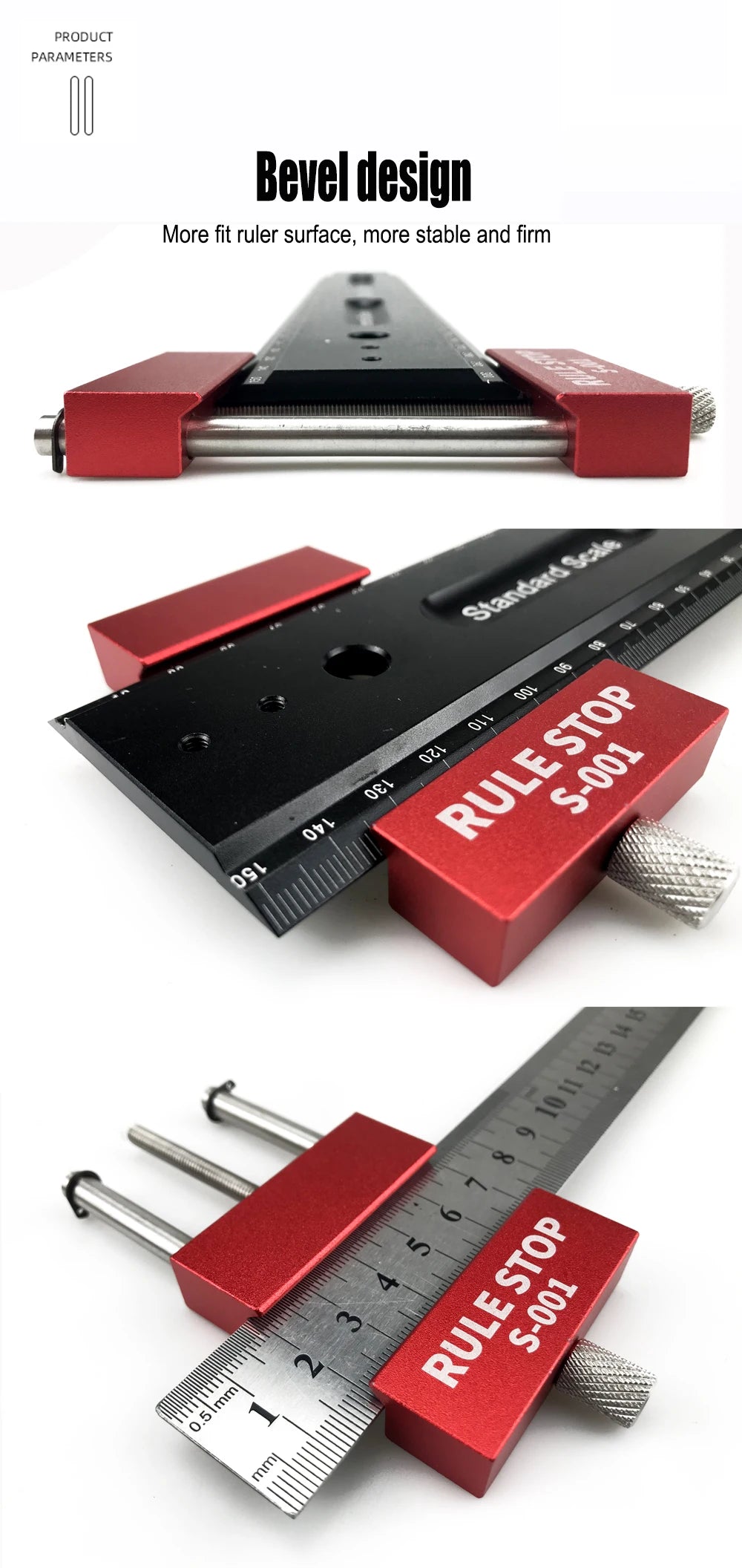 Convenient Rule Stop Woodworking Tools Steel Ruler Positioning Block Carpenter Scriber Gauge Marking Tool