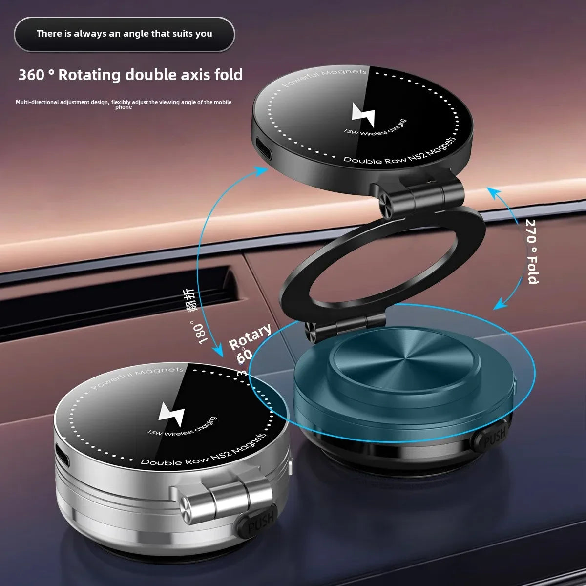 Electric Magnetic Car Phone Holder with Wireless Charger Car Magnetic Suction Cup Bath Shower Car Windshield Dashboard Bracket