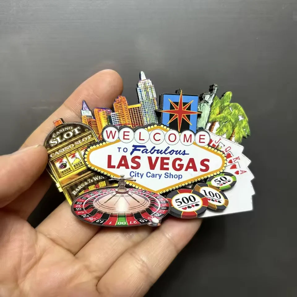 World Tourism Fridge Magnet Souvenir USA Las Vegas Florida Cultural Landscape Refrigerator Stickers Gift Set Home Decoration