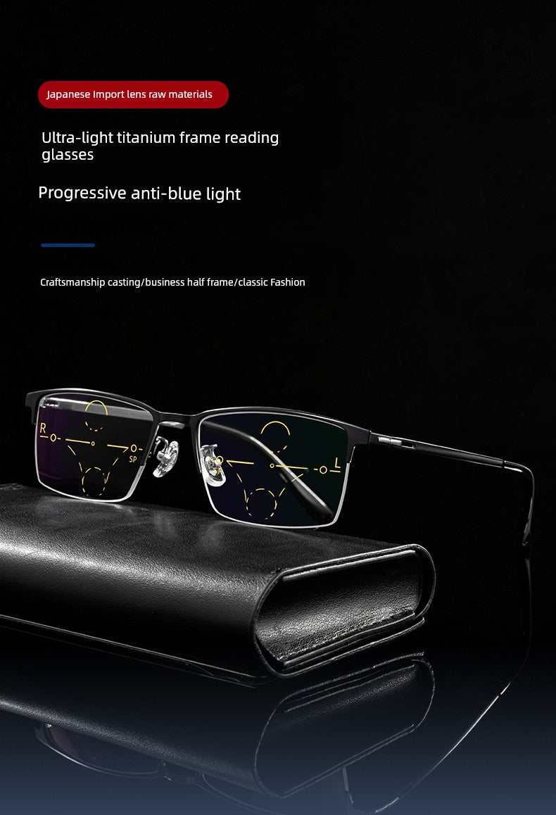 Yupingtang Super Light Presbyopic Glasses Men's Brand Anti-Blue Light Dual-Use Zoom Color-Changing Old Presbyopic Glasses Men